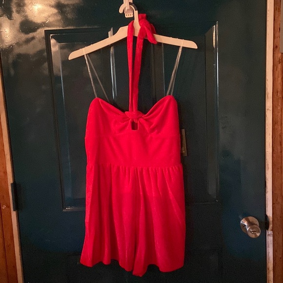 Red Terry Towel Romper - Picture 4 of 4